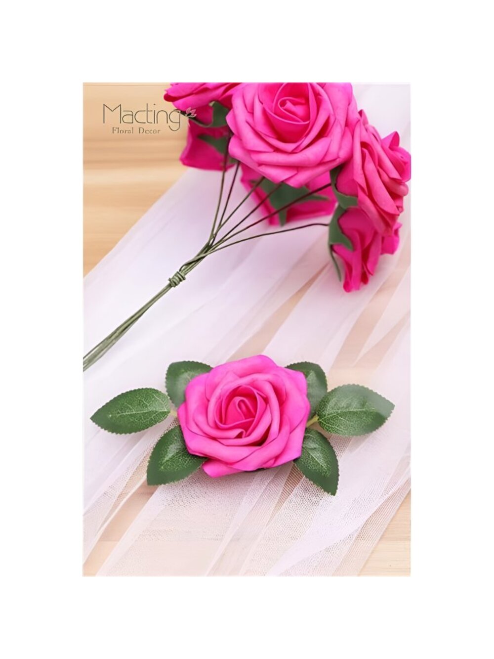 30pcs Real Touch Artificial Roses (Fuschia) - Picture 6 of 6
